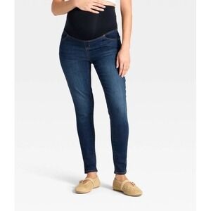 Ingrid & Isabel Women's Jeans Maternity Crossover Panel Straight‎ Blue Size 10